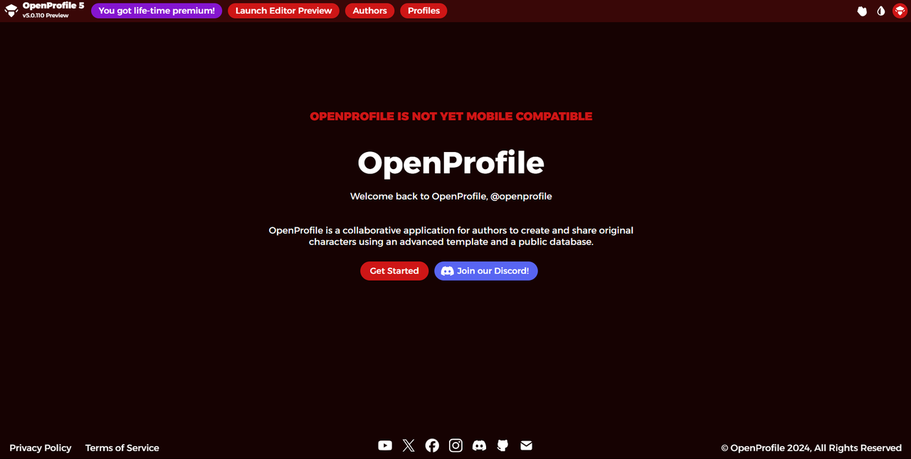 OpenProfile 5 [CHARACTER DATABASE APPLICATION]