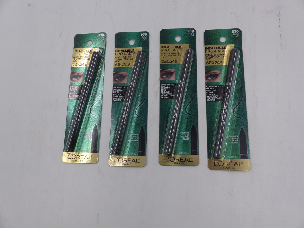 LOT OF 4 LOREAL PARIS INFALLIABKE PRO-LAST PENCIL EYELINER IN COLOR BLACK LOT OF 4 LOREAL PARIS INFALLIABKE PRO-LAST PENCIL EYELINER IN COLOR BLACK