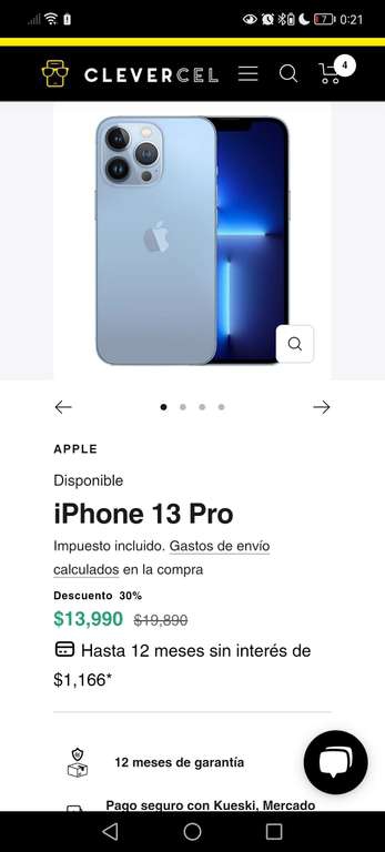 Iphone 13 pro 256GB (Semi-Nuevo) en Clevercel 
