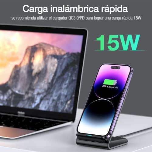 Amazon: Precio con Cupón! Cargador Inalámbrico Carga rápido 15W, Wireless Charger Fast con Cable USB Tipo C rapido 3A para Celulares Qi 
