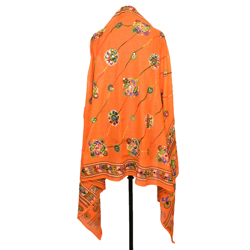 Women's Cotton Dupatta Wrap Stole Mirror Work Embroidery Ethinic Scarves Chunni - Picture 90 of 103