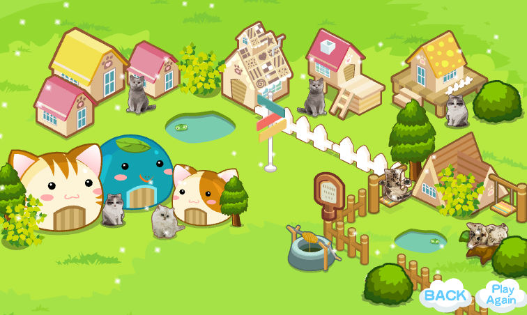 Screenshot of a Flash decoration game named Cat Village