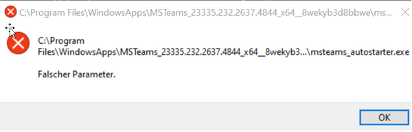 Fehlermeldung neuer MS Teams 2.0-Client