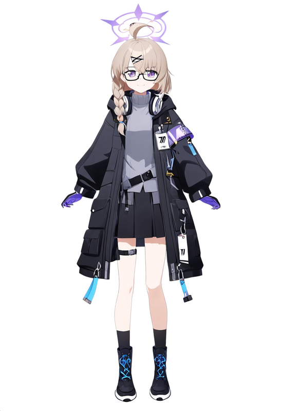 1 girl, kotama (blue archive), light brown hair, purple eyes, single braid, ahog s-1700601465