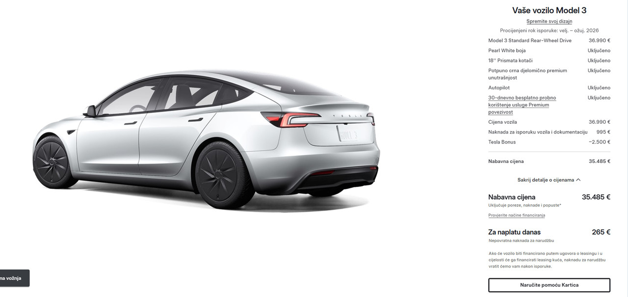 Tesla 3 RWD Standard