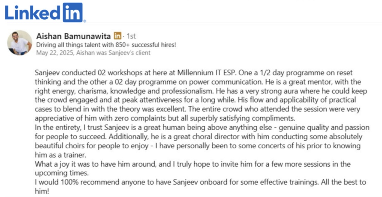LinkedIn Testimonial