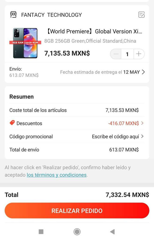 AliExpress: Celular Xiaomi Redmi note 11 pro plus 8gb 256 ram