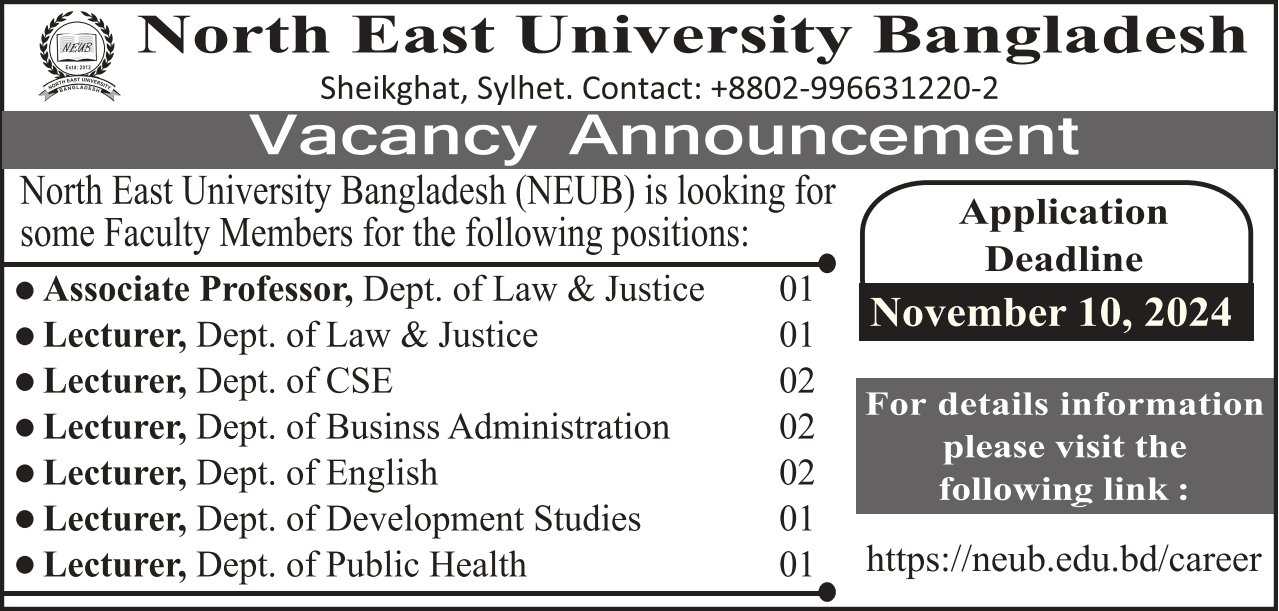 North-East-University-Bangladesh-Job-Circular-2024