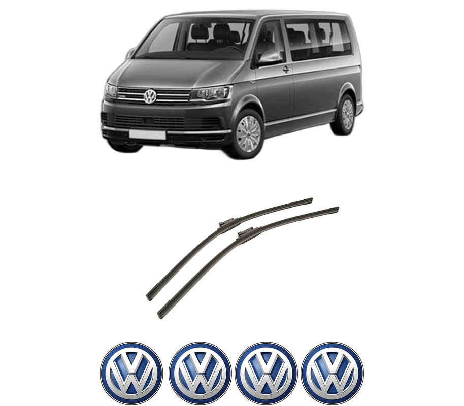 Set stergatoare auto Volkswagen MULTIVAN T6 (SGF, SGM, SGN, SHM, SHN) din 2015-2024, pentru parbriz auto, 2 bucati, Bosch Aerotwin, din cauciuc siliconat rezistent, 4 Stickere Auto Volkswagen