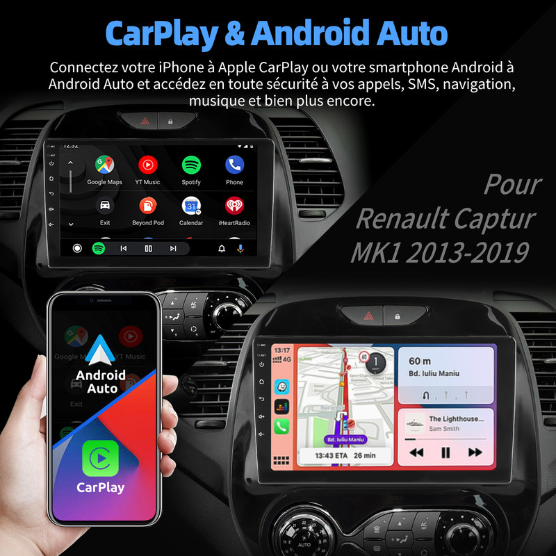 Autoradio Android 15 Carplay GPS RDS BT FM pour Renault Captur MK1 ...