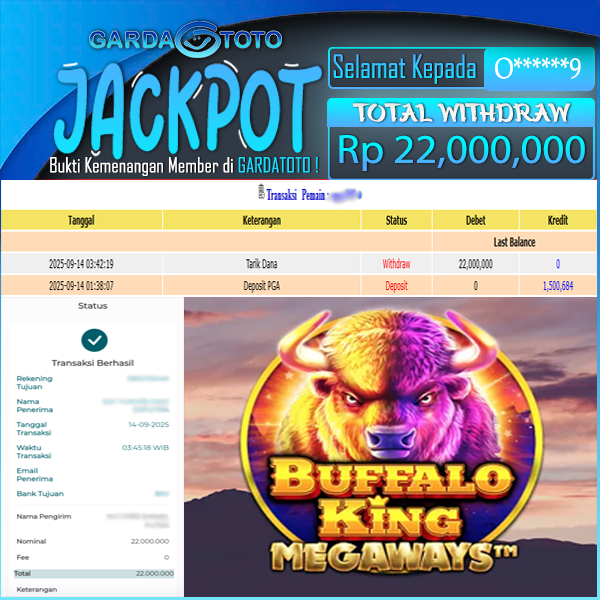 JACKPOT DI PERMAINAN SLOT BUFFALO KING MEGAWAYS WD Rp22.000.000,- DIBAYAR LUNAS GARDATOTO MANTAP!