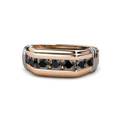 Bague de mariage homme rond pierre précieuse sertie de 7 canaux en argent sterling