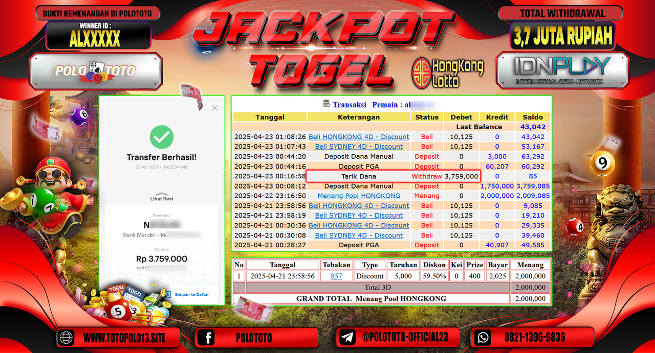 POLOTOTO JACKPOT TOGEL POOL HONGKONG Rp.3.759.000,-