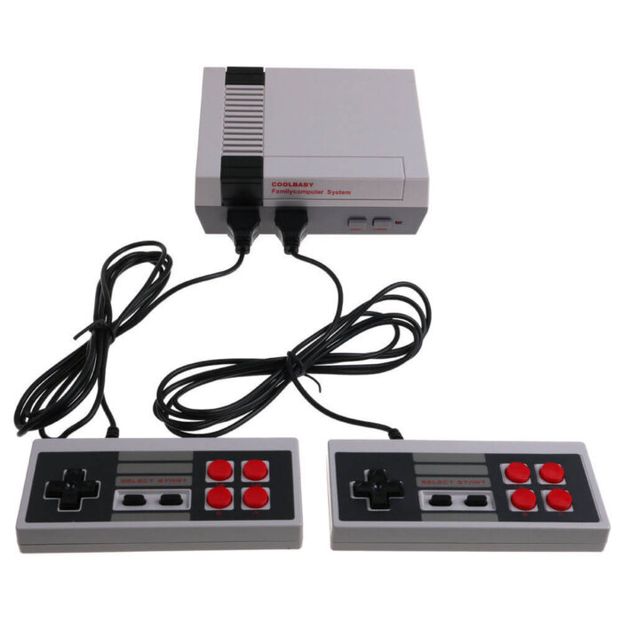 Consola NES mostrando los dos controles y la pistola.