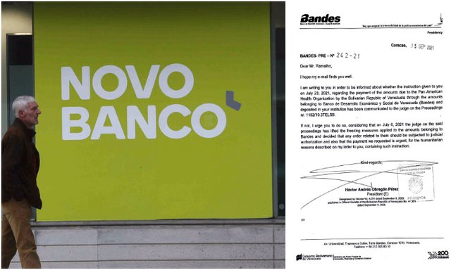 Banco europeo Novo Banco bloquea dinero de Venezuela para comprar a la OPS medicinas contra el covid-19 Novobanco-venezuela