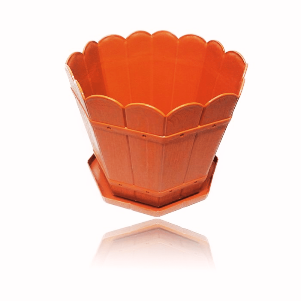 Ghiveci Vintage cu tava, Plastic, Maro, 36x33 cm - Ghivece pentru flori - Mercaton Store