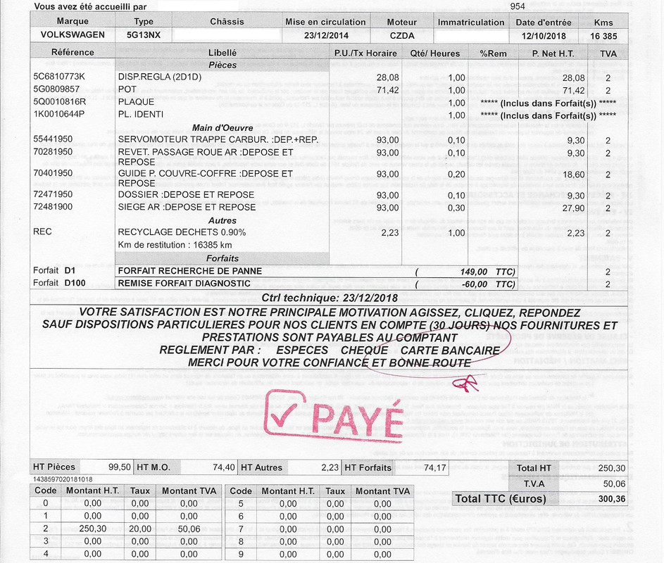 Facture réparation trappe ? essence JL