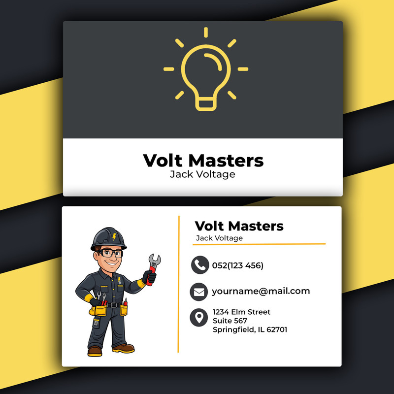 Free Customizable Electrician Business Card Template – Professional & Easy to Edit