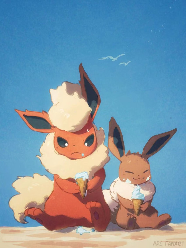 eevee-and-flareon-pokemon-drawn-by-arc-d