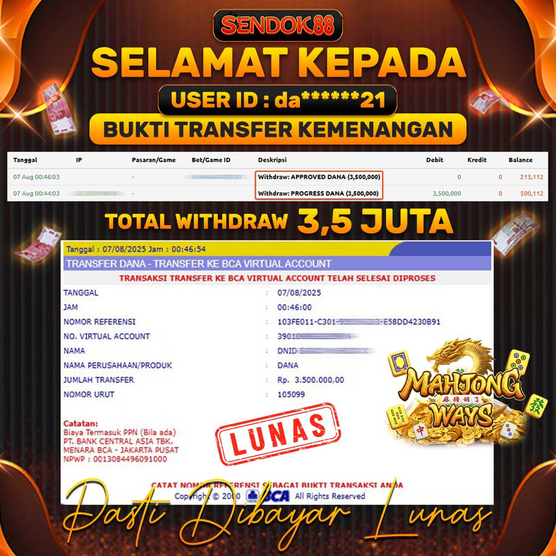 SENDOK88 JEPE! MAHJONG WAYS Rp 3.500.000,- LUNAS!