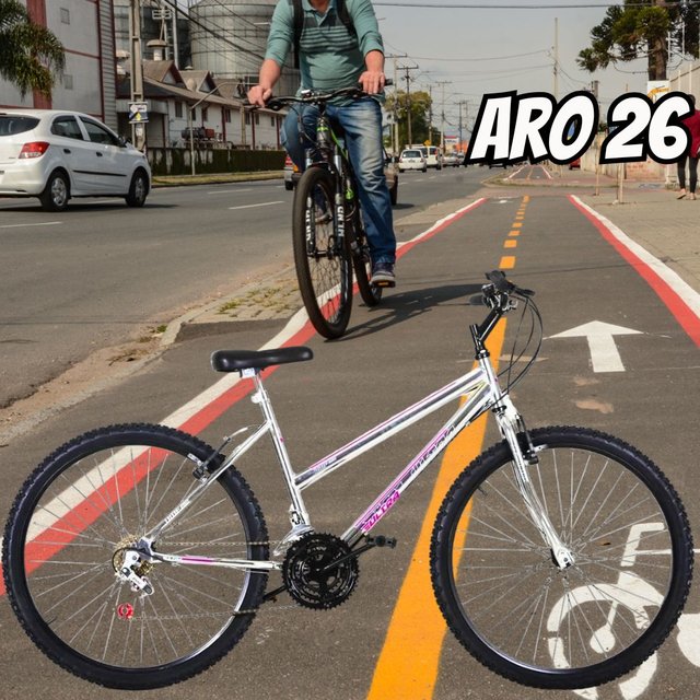 ULTRA BIKE Chrome Line Feminina Aro 26 – 18 Marchas Cromado