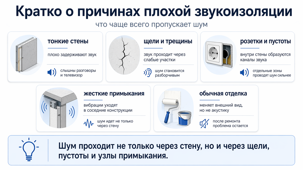 Причины плохой шумоизоляции