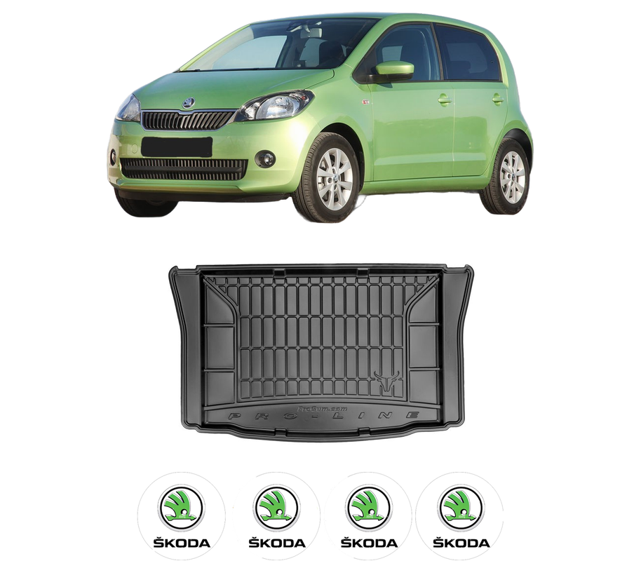 Tavita Portbagaj SKODA CITIGO (NF1) din 2011-2019, Protectie Portbagaj Auto, 4x Stickere auto cu SKODA