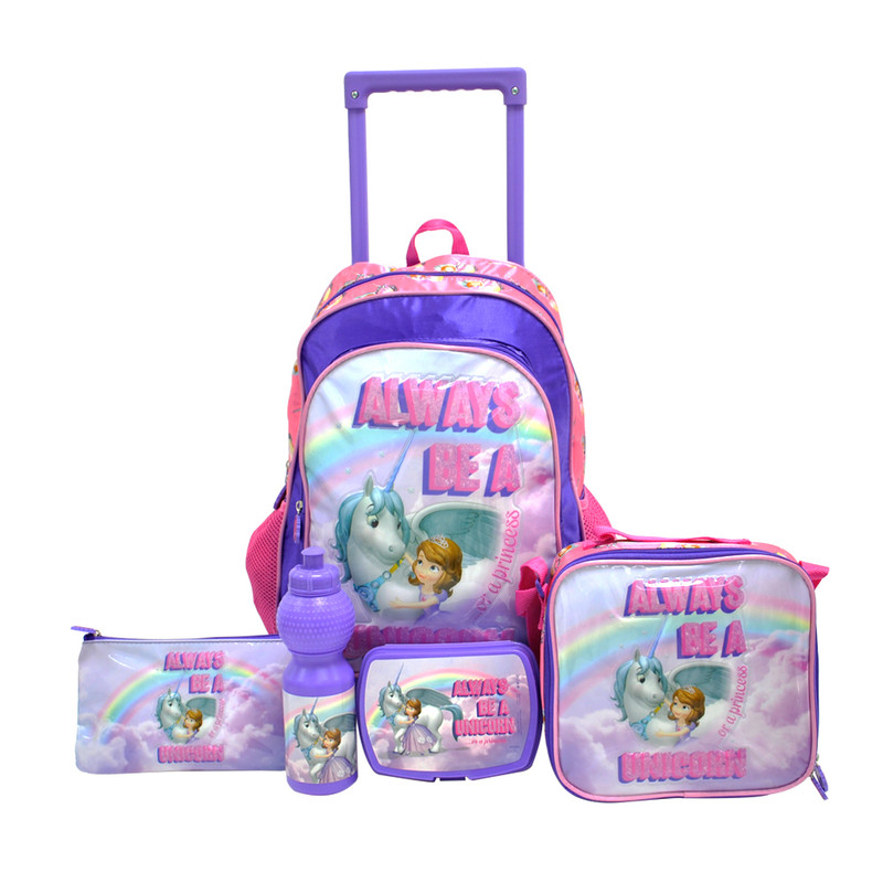 Sofia 5in1 16" trolley, pencil case, water bottle, lunch bag, lunch box