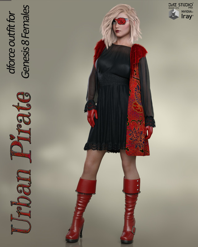 Urban Pirate dforce outfit for Genesis 8 Female Urban Pirate dforce outfit for Genesis 8 Female