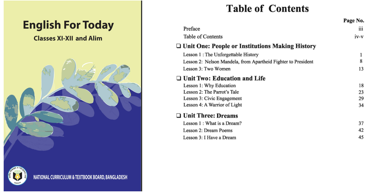 First page of English for today