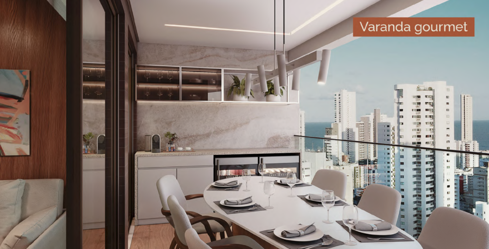 Varanda gourmet integrada do Alameda Jardins