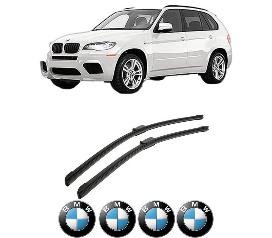 Set stergatoare auto BMW Seria X5 (E70) din 2006-2013, pentru parbriz auto, 2 bucati, Bosch Aerotwin, din cauciuc siliconat rezistent, 4 Stickere Auto BMW Seria