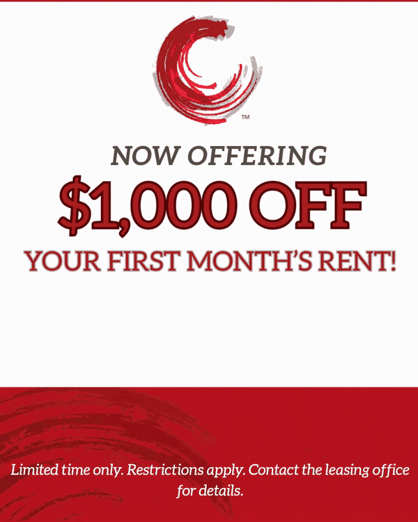 $1,000 Off Your First Month's Rent