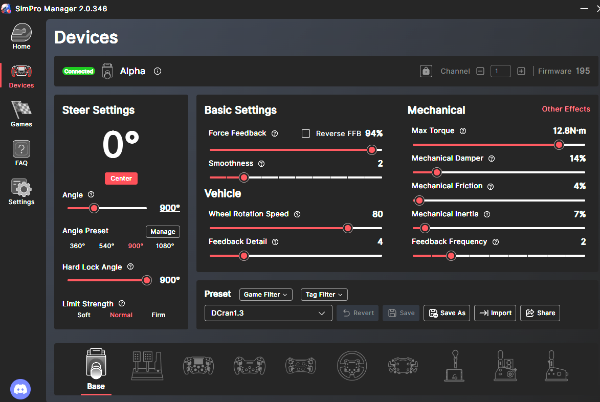 Simagic settings