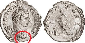 Denario de Geta. PONTIF COS II. Geta estante a izq. con altar. Roma. 1