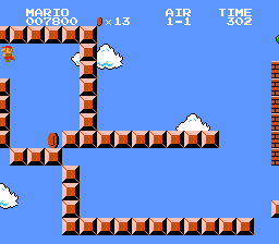 Warping from right to left after grabbing the flagpole at the end of Air 1-1.