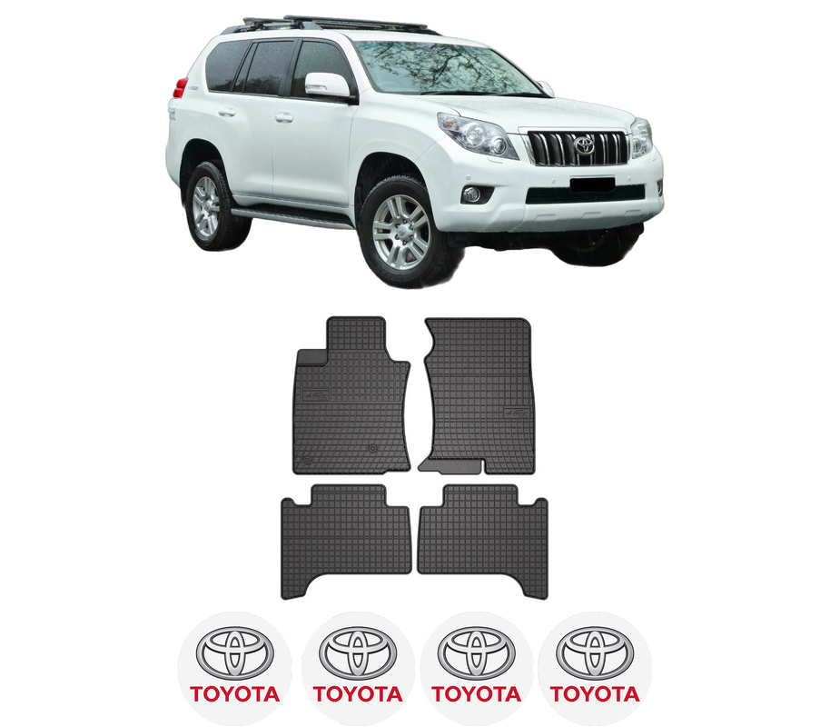 Set covorase presuri TOYOTA LAND CRUISER PRADO (_J15_) din 2009-2020, auto, din cauciuc thermoplastic, 4 Stickere auto cu TOYOTA