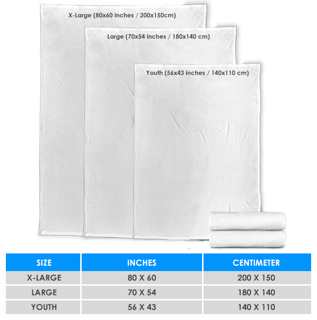 Motocross Blanket sizing chart