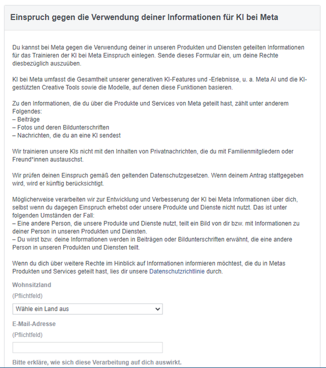 Meta: Widerspruch gegen KI-Datennutzung