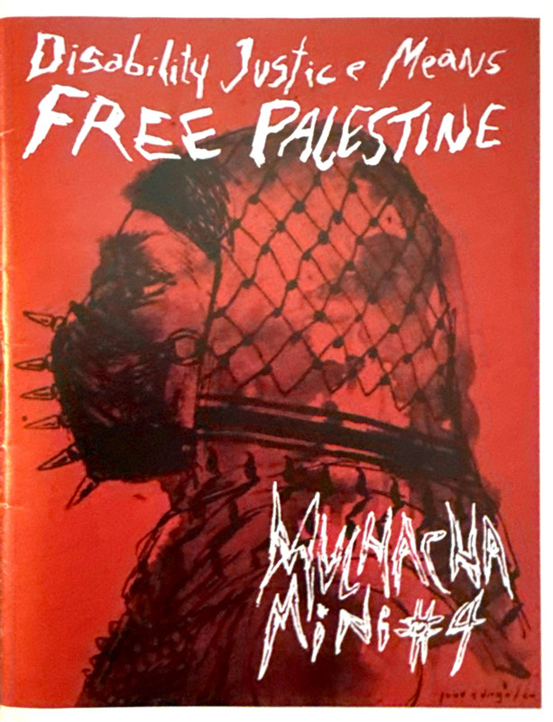 The cover of a zine titled Disability Justice Means Free Palestine by Muchacha Fanzine