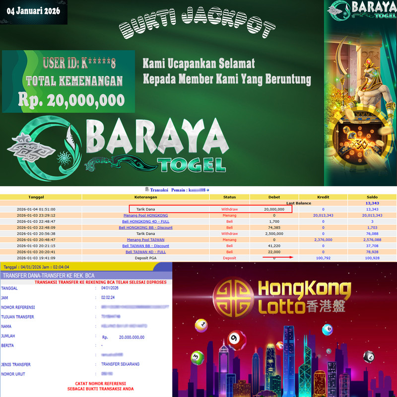 Rp. 20.000.000.- WD LUNAS DI BARAYATOGEL