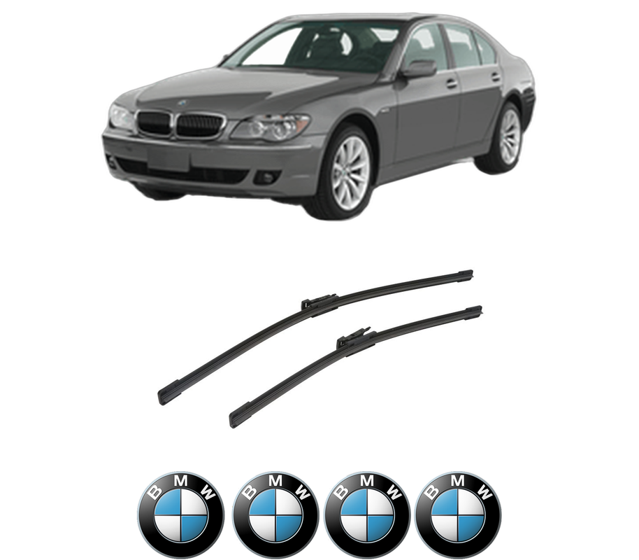 Set stergatoare auto BMW Seria 7 (E65, E66, E67) din 2005-2008, pentru parbriz auto, 2 bucati, Bosch Aerotwin, din cauciuc siliconat rezistent, 4 Stickere Auto BMW Seria