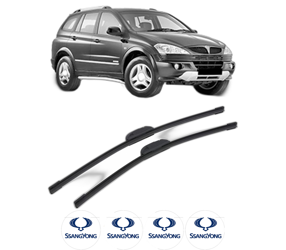 Set stergatoare auto SSANGYONG ACTYON I din 2005-2007, pentru parbriz auto, 2 bucati, Bosch Aerotwin Retrofit, din cauciuc siliconat rezistent, 4 Stickere Auto SSANGYONG