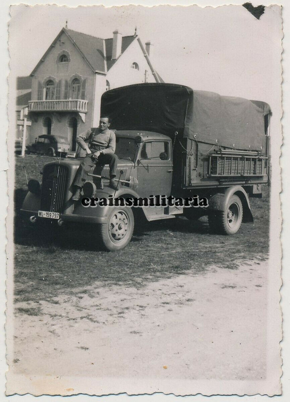 Orig. Foto Soldat mit Opel Blitz Lkw am Küste der Bretagne Frank