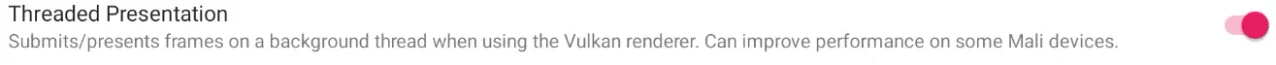 Threaded Presentation toggle enabled in AetherSX2