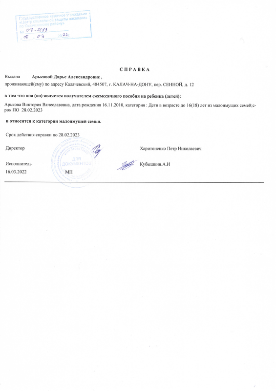 справка малоимущие