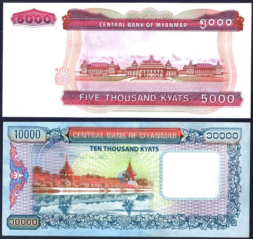MYANMAR SET P83/P84* 5000/10000 KYATS* ND 2014/2015* UNC GEM* USA
