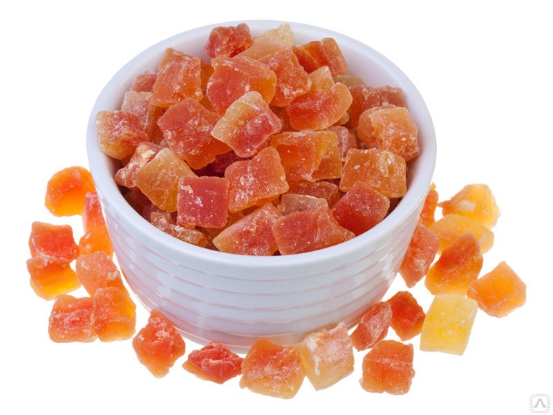 Papaja suszony kandyzowany kostka