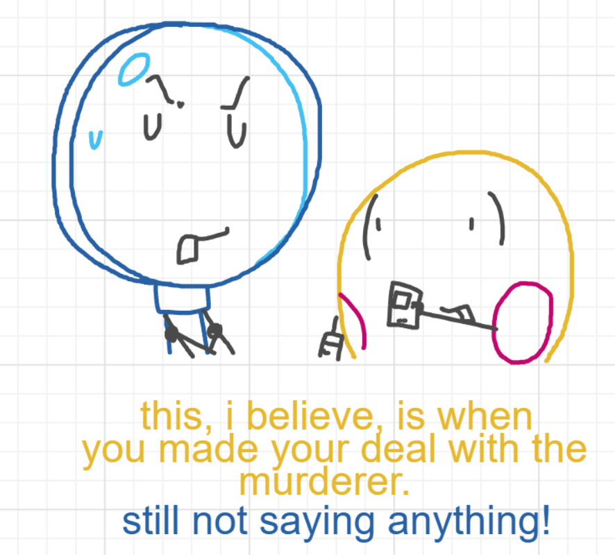 A panel from A Murder On The, episode six of the Board Boards object show by Furretwalk/WalkingFurret.