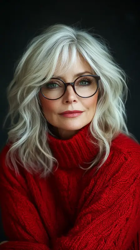 Radiant Ripples: The Silver Symphony - Hairstyles for Women Over 60 with Thin Hair